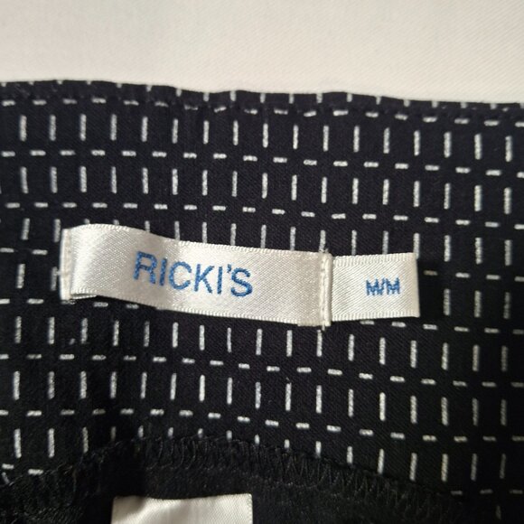 Ricki's Ankle Pants Size M Stretch Geo Pattern Black Pull-on  Leg Vent Detail - Picture 6 of 10